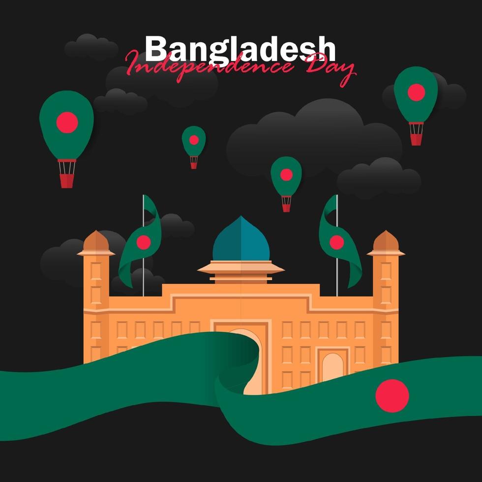 vector van onafhankelijkheidsdag met vlaggen van bangladesh.