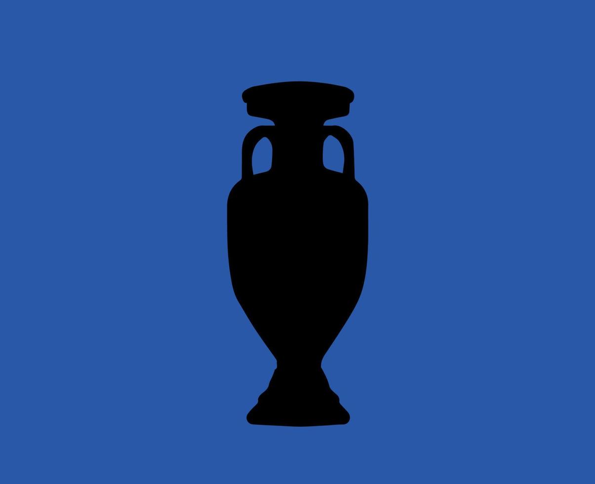 euro 2024 trofee logo zwart symbool Europese Amerikaans voetbal laatste ontwerp vector illustratie met blauw achtergrond