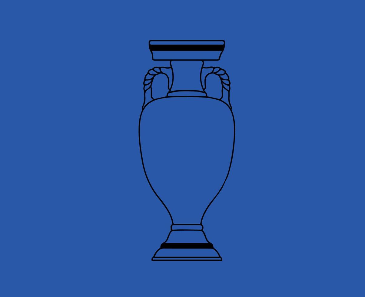 euro trofee logo zwart symbool Europese Amerikaans voetbal laatste ontwerp vector illustratie met blauw achtergrond