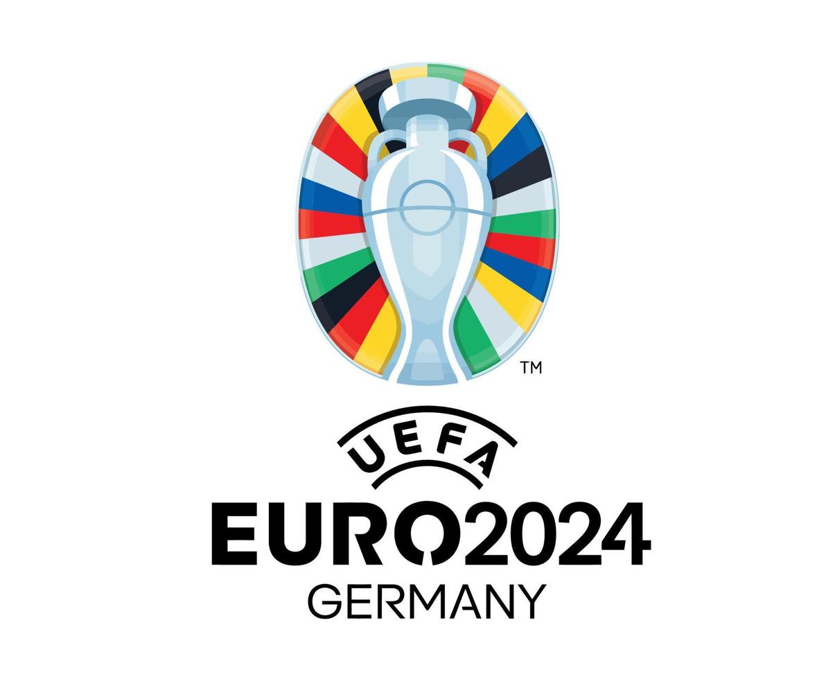 euro 2024 Duitsland symbool logo officieel met naam zwart Europese Amerikaans voetbal laatste ontwerp vector illustratie