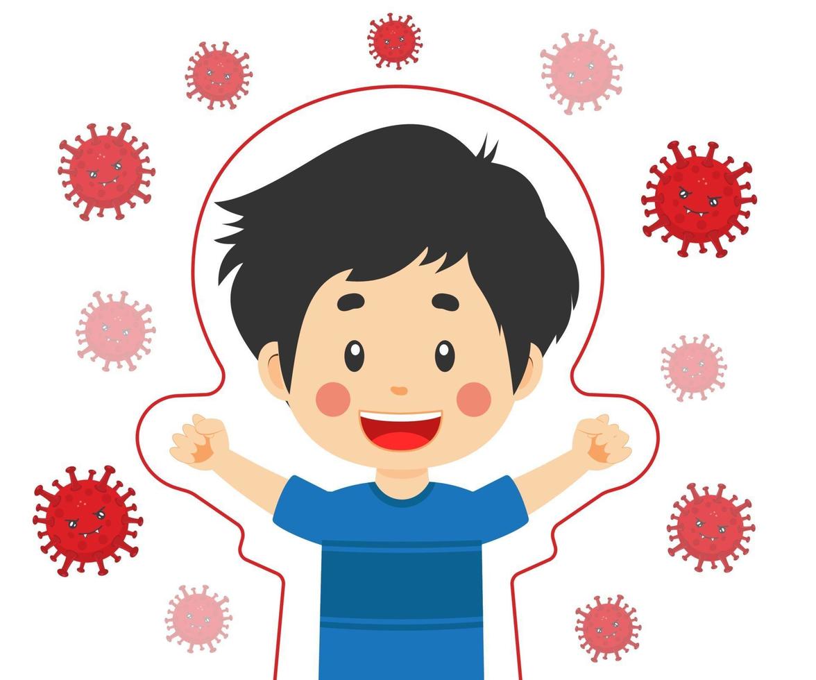 jongen met virus-immuunbescherming vector
