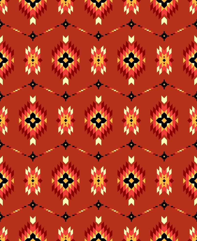 ikat kleding stof meetkundig naadloos patroon vector rood toon kleur stijl. aztec stijl.