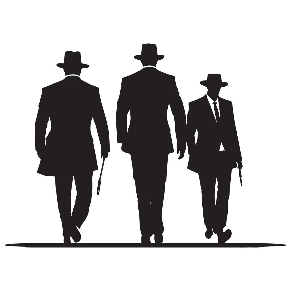 maffia silhouet vector, detective silhouet vector geïsoleerd Aan wit achtergrond