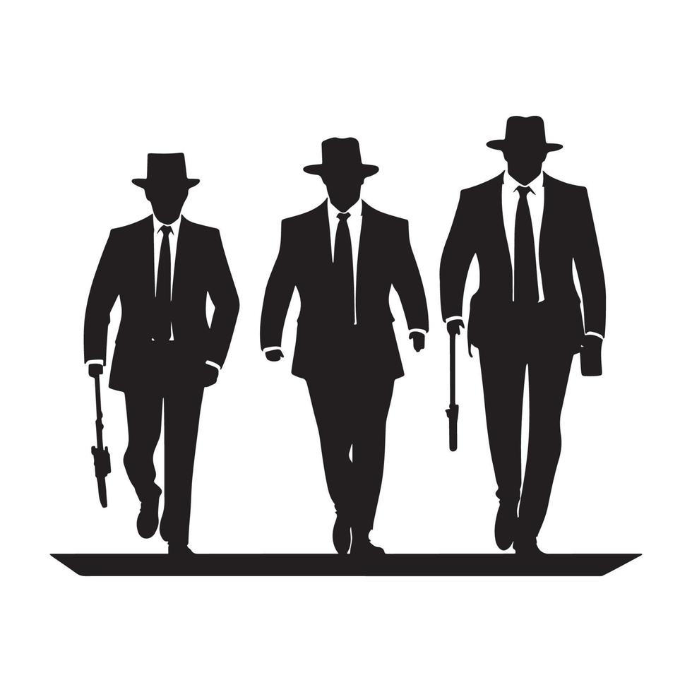 maffia silhouet vector, detective silhouet vector geïsoleerd Aan wit achtergrond