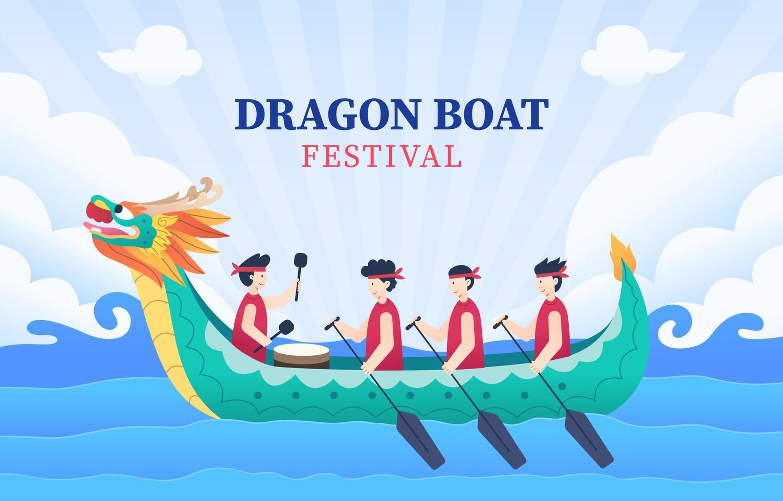 Dragon Boat Performance Chinees festival vector