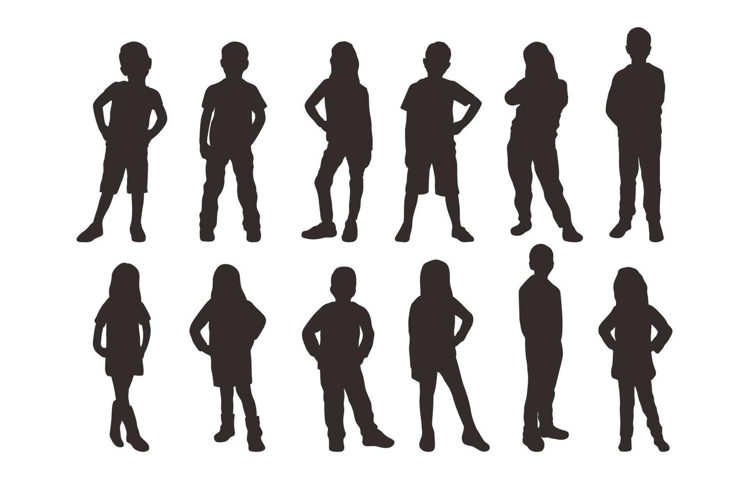 kinderen in verschillende poses silhouet collectie vector