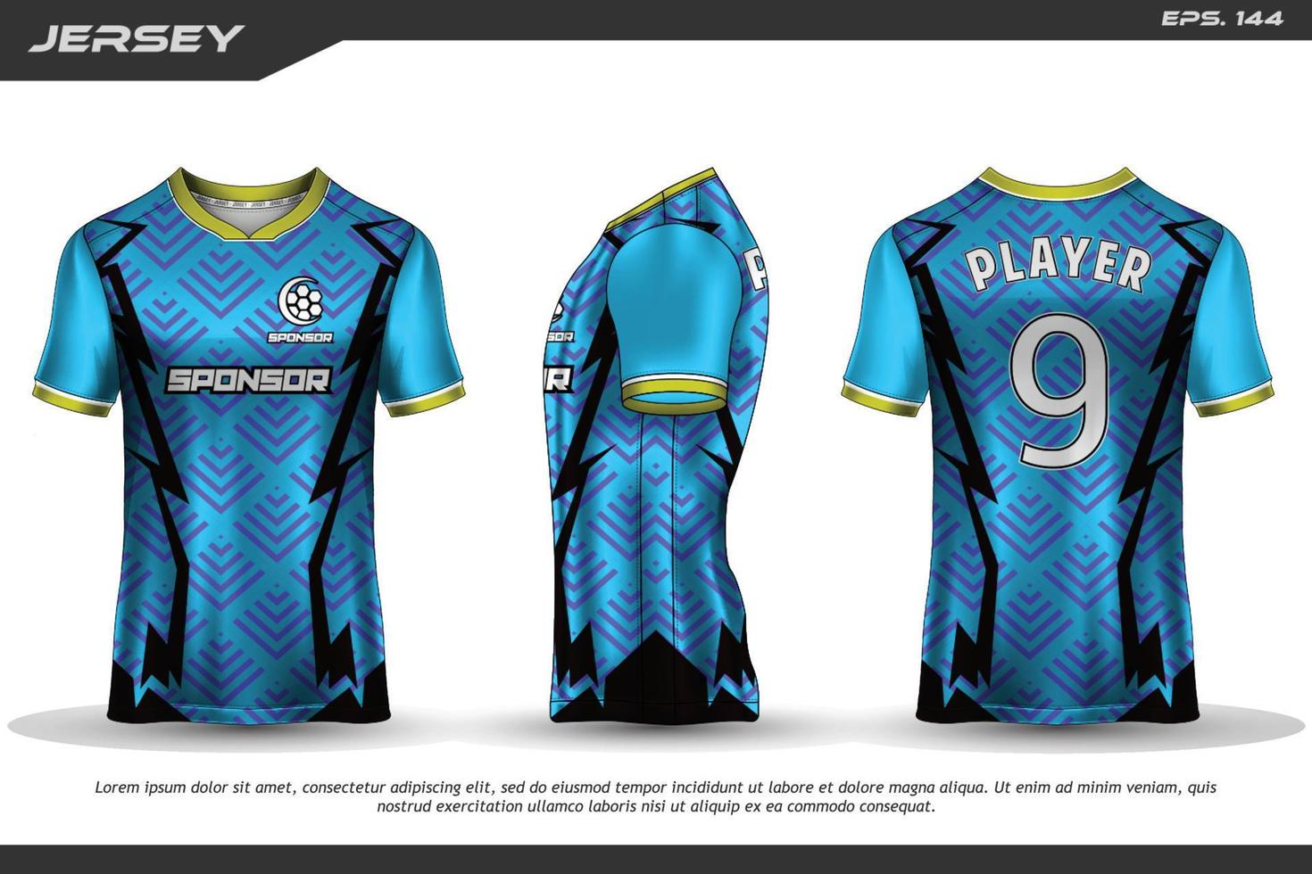 jersey ontwerp sublimatie t-shirt premium geometrisch patroon ongelooflijke vector collectie voor voetbal voetbal racen fietsen gaming motorcross sport