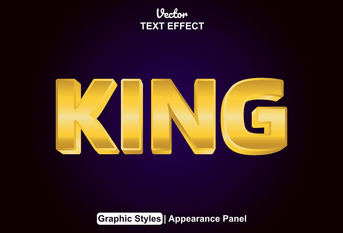 koning tekst effect met goud kleur grafisch stijl en bewerkbaar. vector