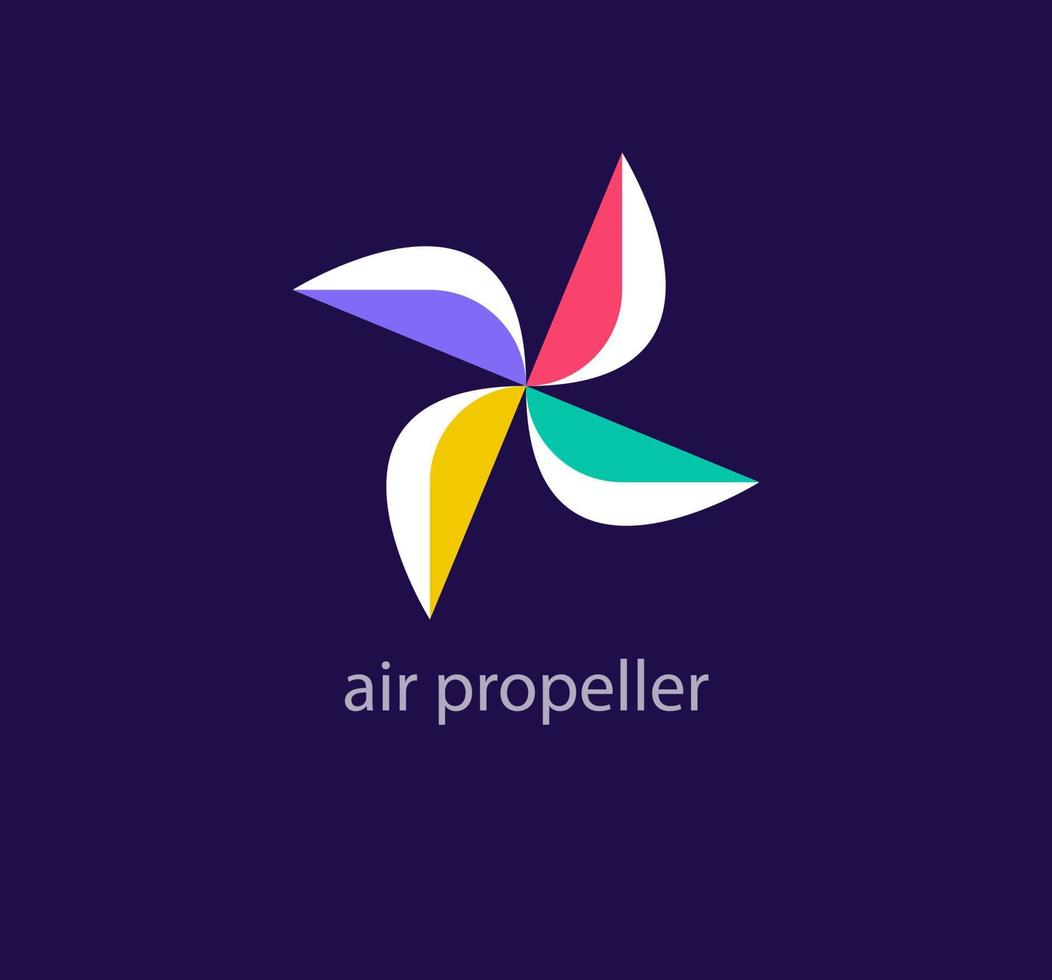 lucht propeller logo. uniek kleur overgangen. kleurrijk lucht conditioning fans logo sjabloon. vector