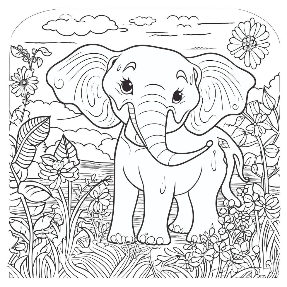 schattig olifant kleur boek bladzijde voor kinderen vector