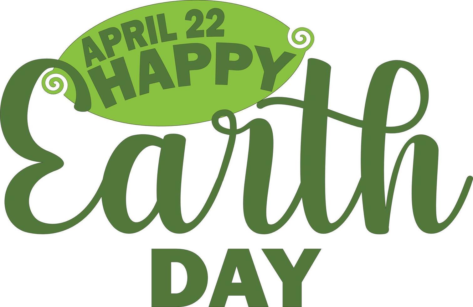 gelukkig aarde dag tekst met groen kleur vector