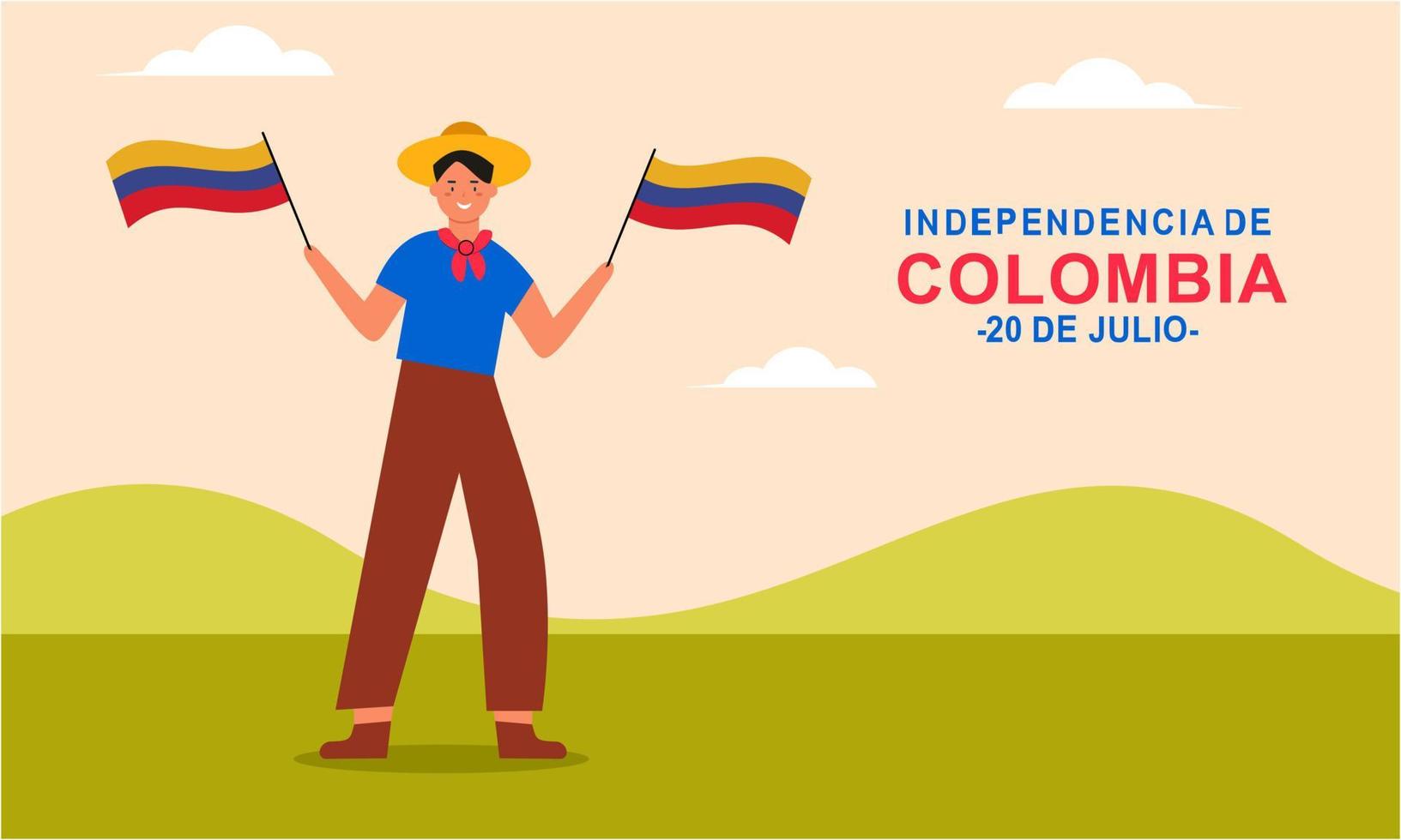 vlak 20 de julio illustratie, festiviteiten in Colombia vector