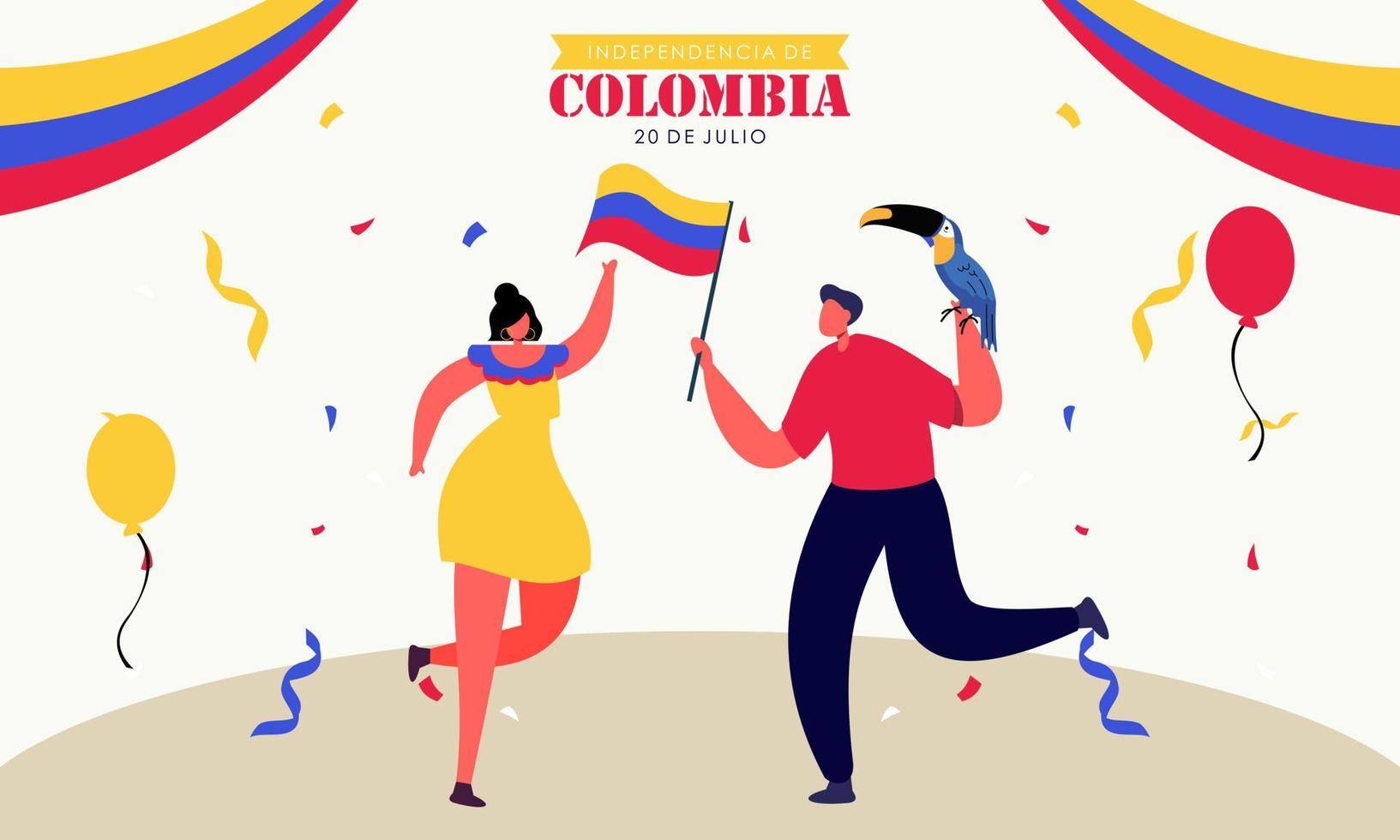 vlak 20 de julio illustratie, festiviteiten in Colombia vector