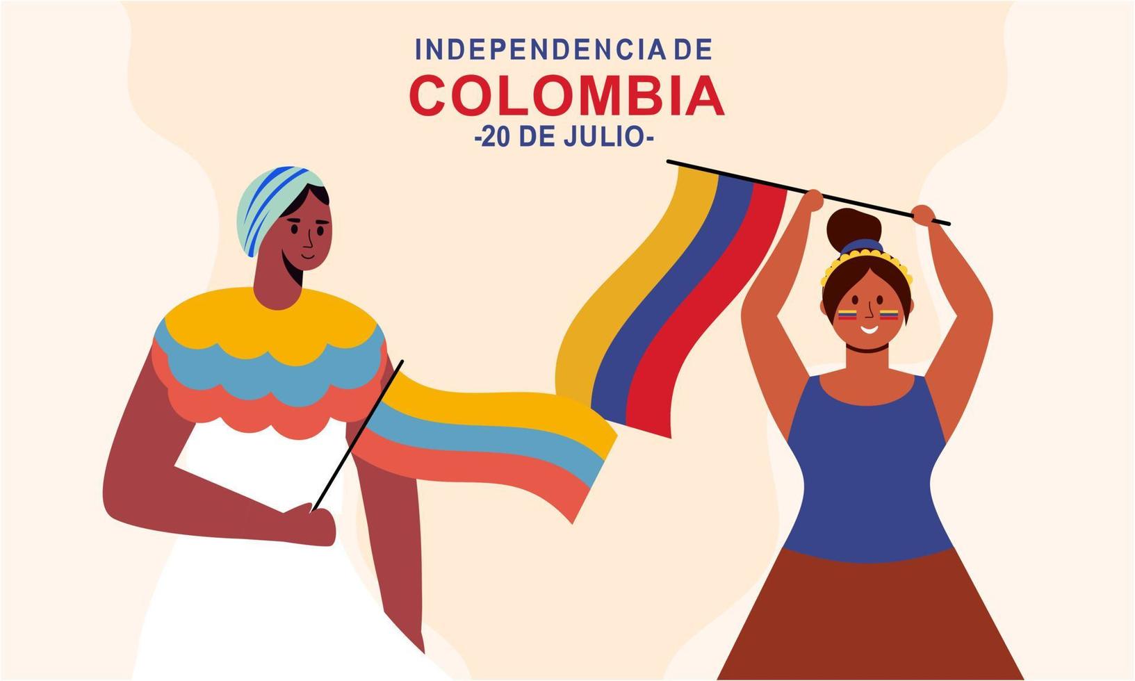 vlak 20 de julio illustratie, festiviteiten in Colombia vector