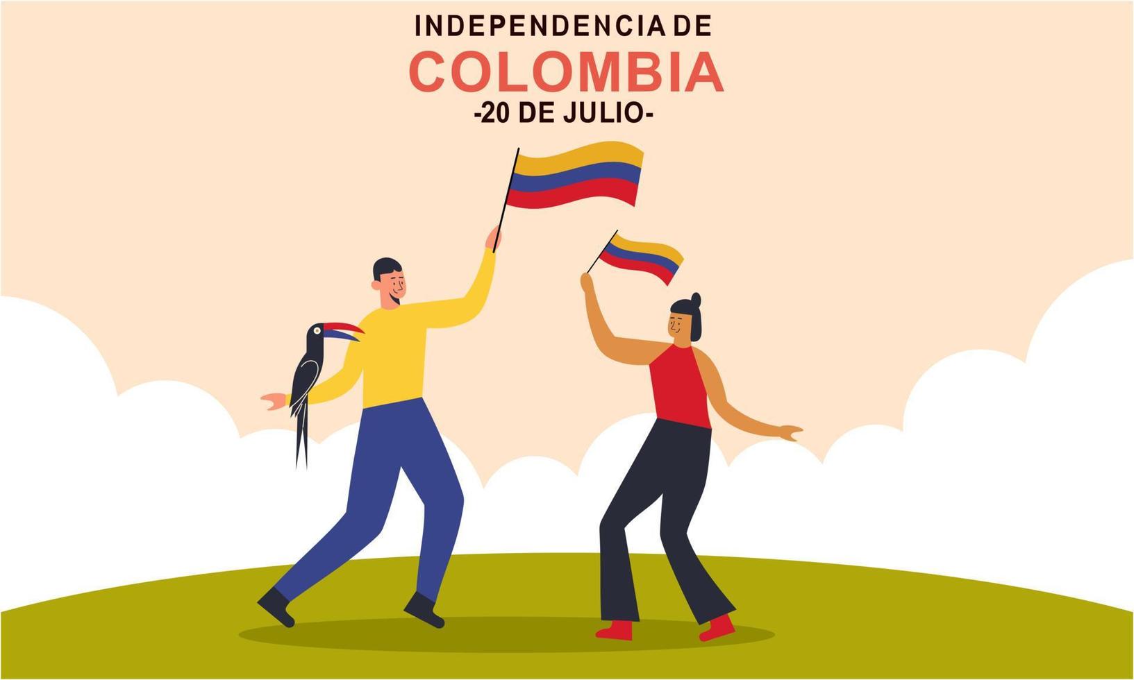 vlak 20 de julio illustratie, festiviteiten in Colombia vector