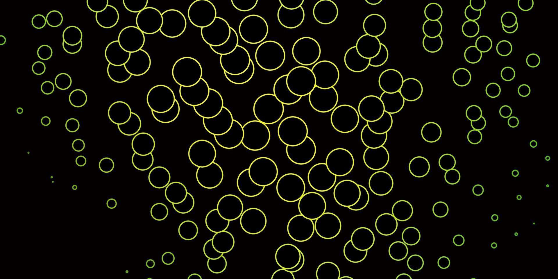donkergroene, gele vector achtergrond met cirkels.