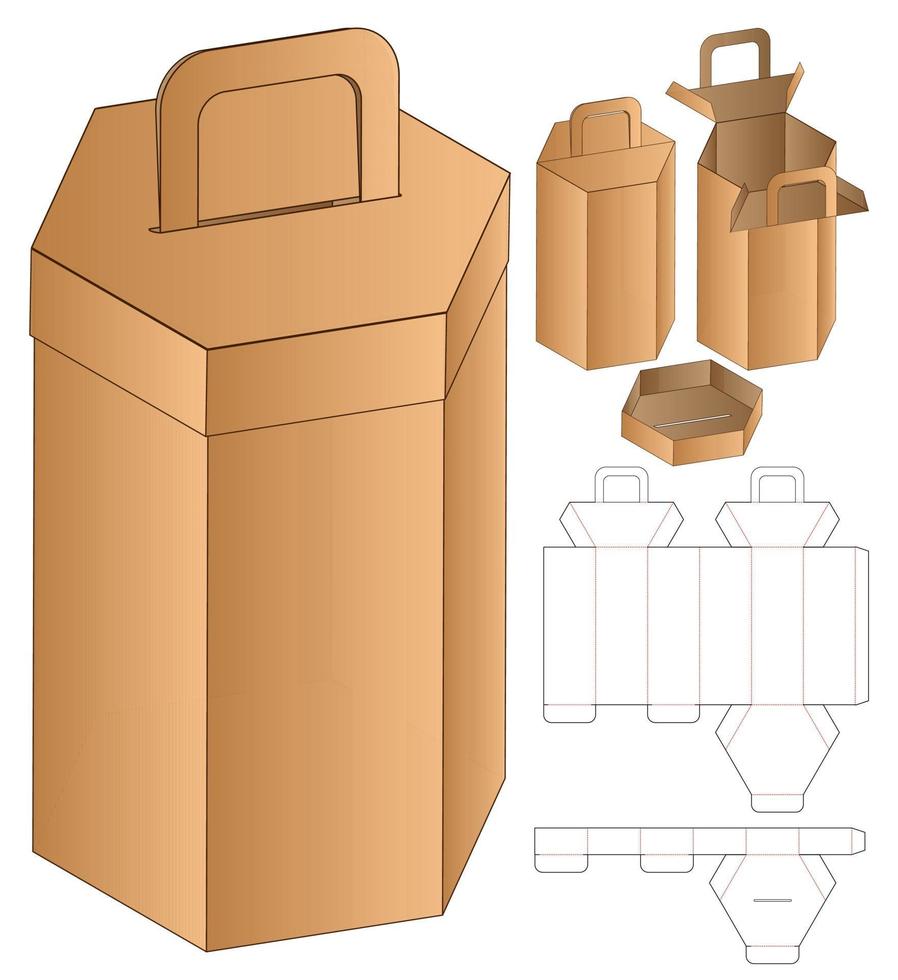 webbox verpakking gestanst sjabloonontwerp. 3D-model vector