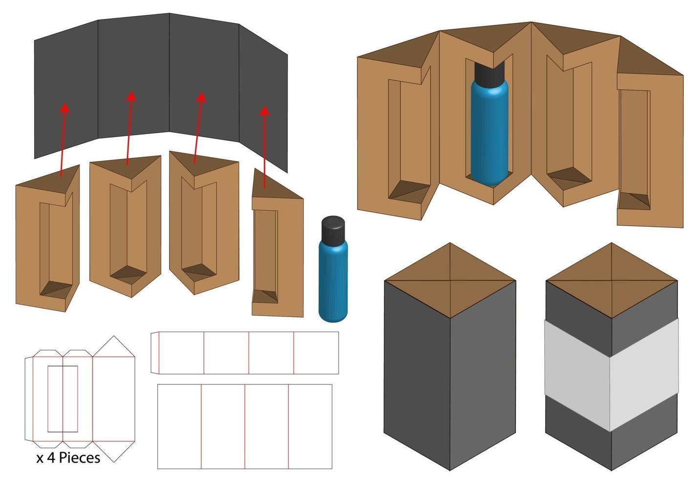 webbox verpakking gestanst sjabloonontwerp. 3D-model vector