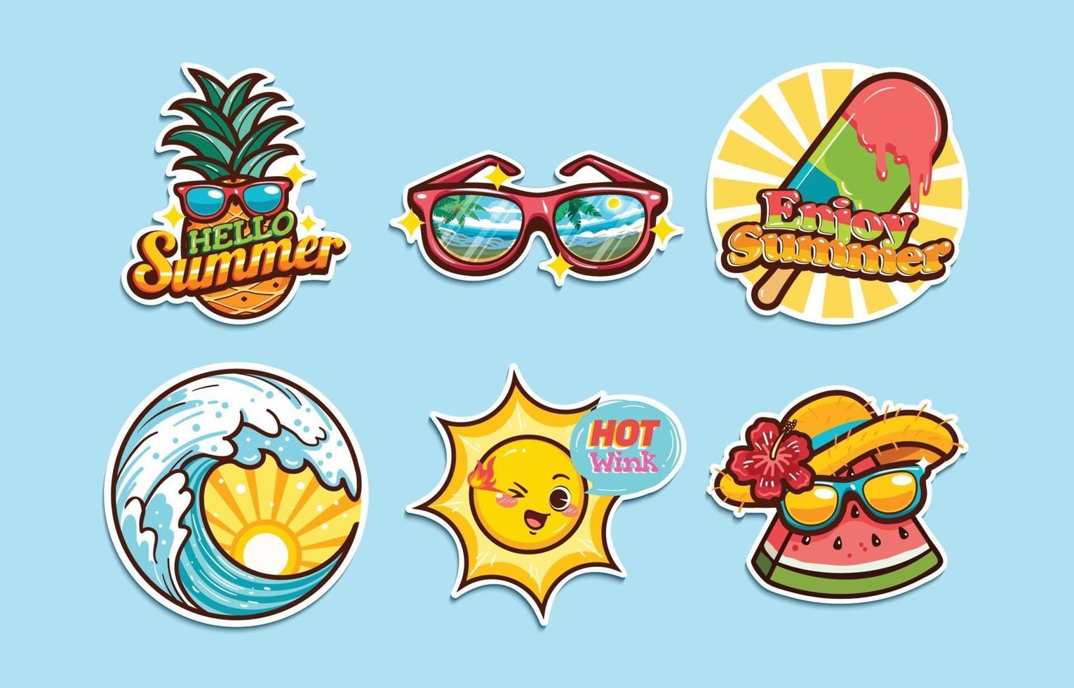 zomercollectie stickers vector