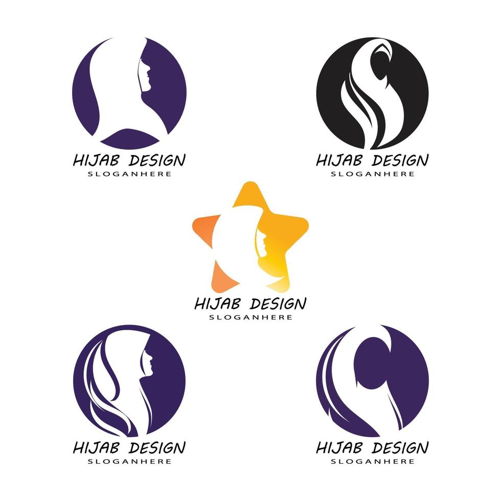 muslimah hijab embleemontwerp sjabloon vector illustratie