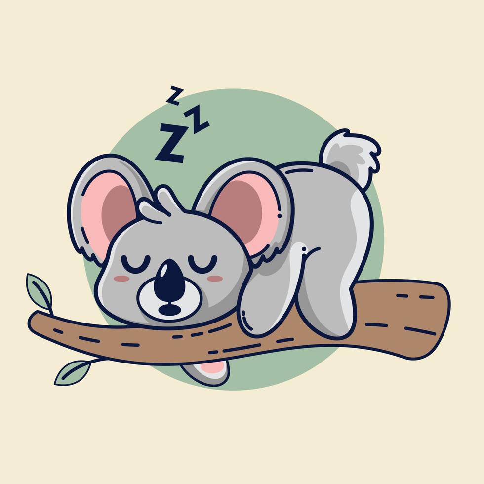 schattig koala slapen Aan een boom Afdeling. vector illustratie.