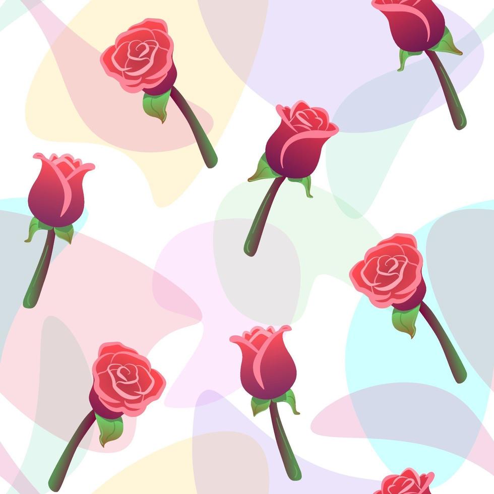 rode rozen naadloze patroon met kleur druppels witte achtergrond. liefde, romantisch, bloemenornament. bruiloft natuur vector herhalende print. bloem behang, mode textiel textuur. aquarel lichteffect