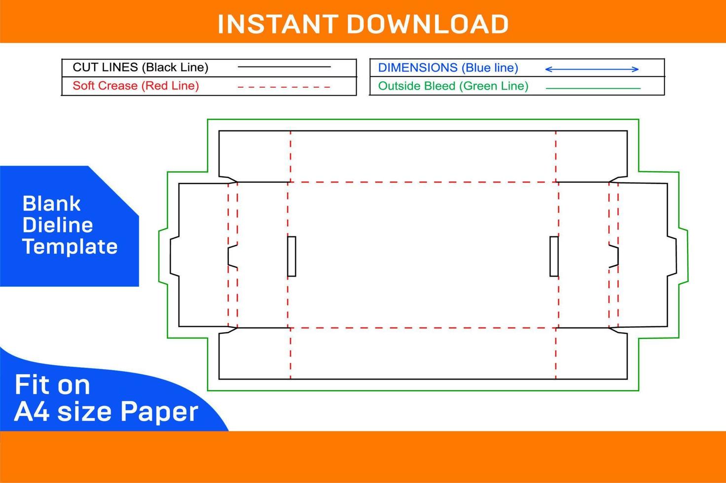 kant slot dubbele muur dienblad doos dieline sjabloon en 3d doos ontwerp blanco dieline sjabloon vector