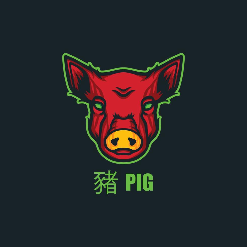 varken Chinese dierenriem logo voor mascotte of emblemen vector