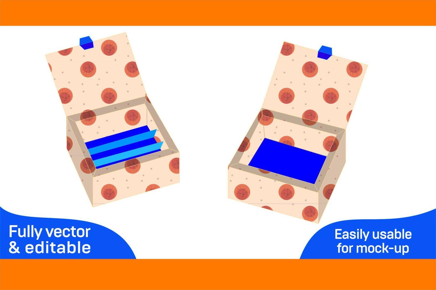 chocola verpakking doos met insert dieline sjabloon en 3d geven het dossier vector