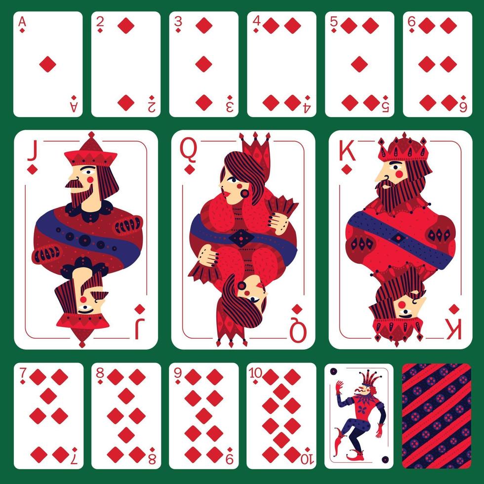 poker speelkaarten diamant pak instellen vectorillustratie vector