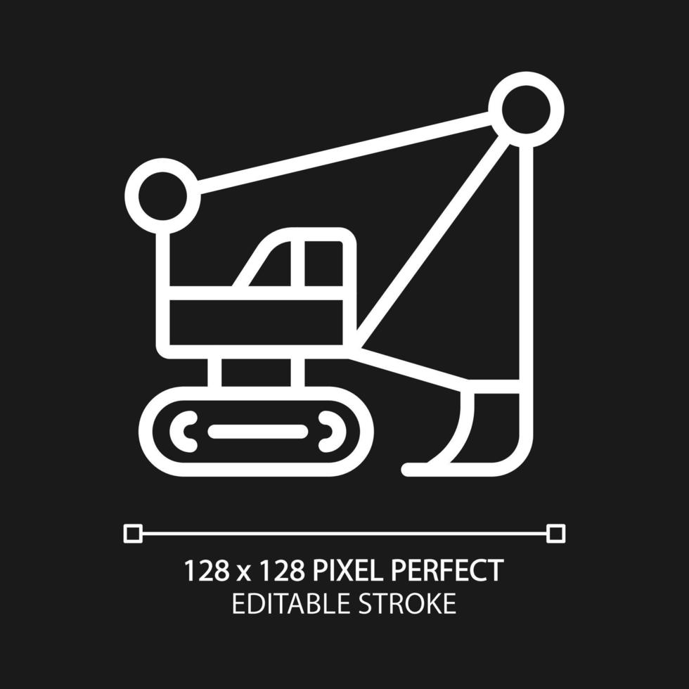 dragline graafmachine pixel perfect wit lineair icoon voor donker thema. groot zwaar uitrusting machine. strip mijnbouw industrie. dun lijn illustratie. geïsoleerd symbool voor nacht modus. bewerkbare beroerte vector