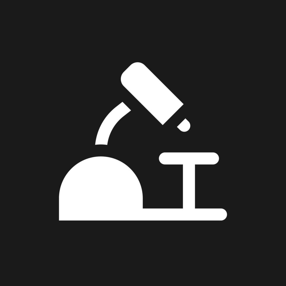 microscoop donker mode glyph ui icoon. laboratorium apparatuur. gebruiker koppel ontwerp. wit silhouet symbool Aan zwart ruimte. solide pictogram voor web, mobiel. vector geïsoleerd illustratie