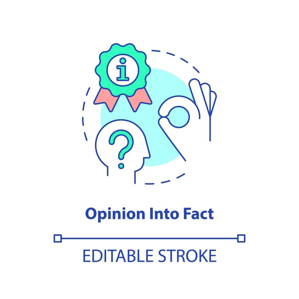 mening in feit concept icoon. ervaring Onderzoek. voordeel van geval studie abstract idee dun lijn illustratie. geïsoleerd schets tekening. bewerkbare beroerte vector