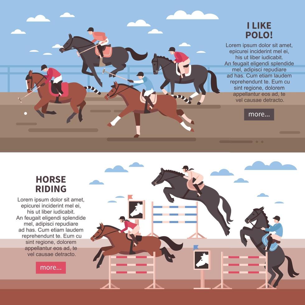 paardrijden en polo banners vector illustratie