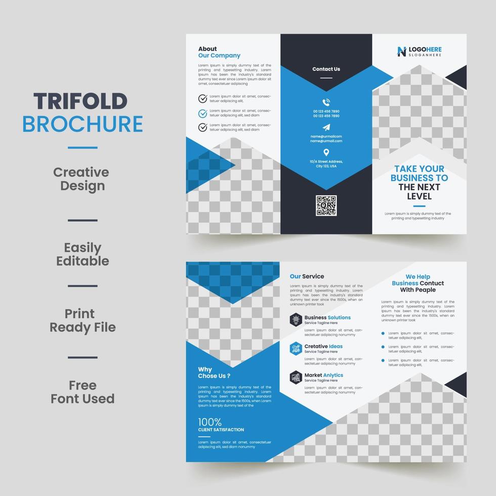 zakelijke bedrijf drievoud brochure sjabloon. modern, creatief en professioneel tri vouwen brochure vector ontwerp