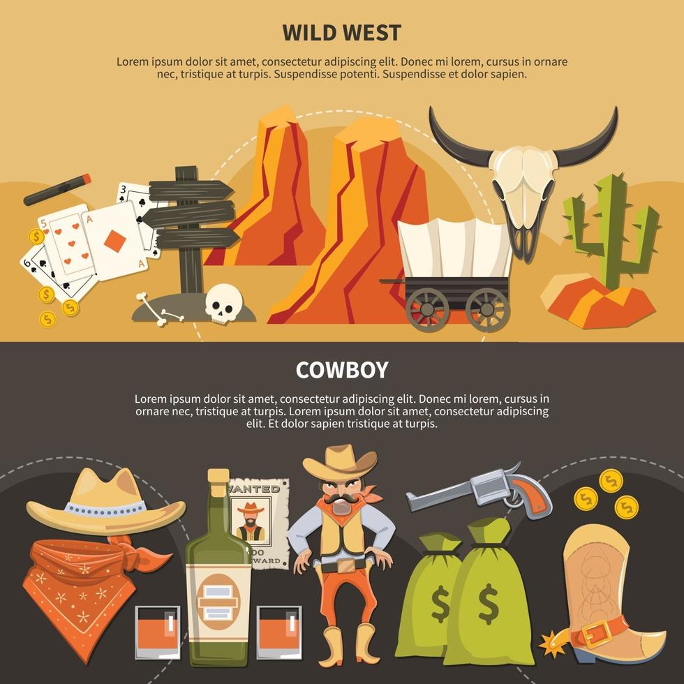 cowboy horizontale banners vector