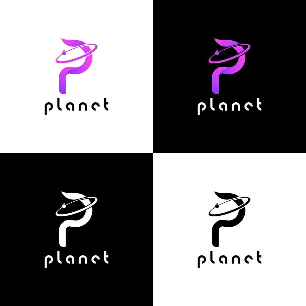 planeet logo ontwerp met brief p vector
