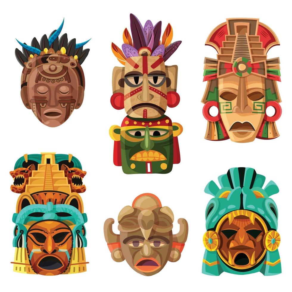 Maya masker cartoon instellen vectorillustratie vector