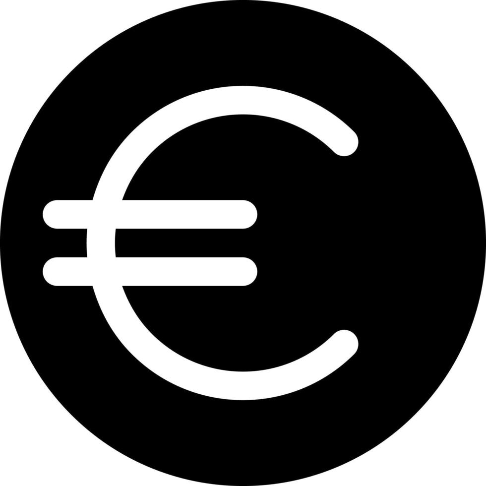 euro munt zwart glyph ui icoon. valuta en geld. financiën en bankieren. gebruiker koppel ontwerp. silhouet symbool Aan wit ruimte. solide pictogram voor web, mobiel. geïsoleerd vector illustratie