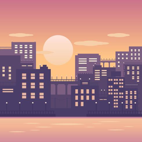 Cityscape zonsondergang Vector