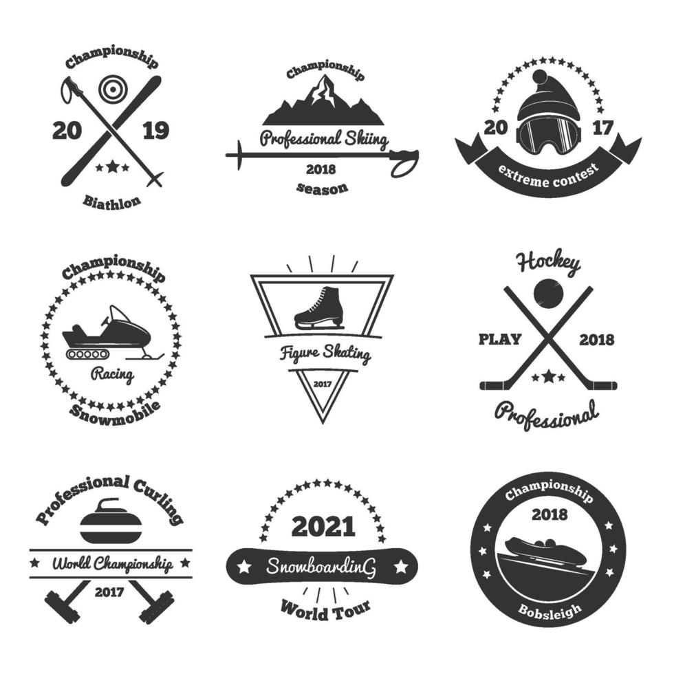 wintersport monochroom emblemen vector illustratie