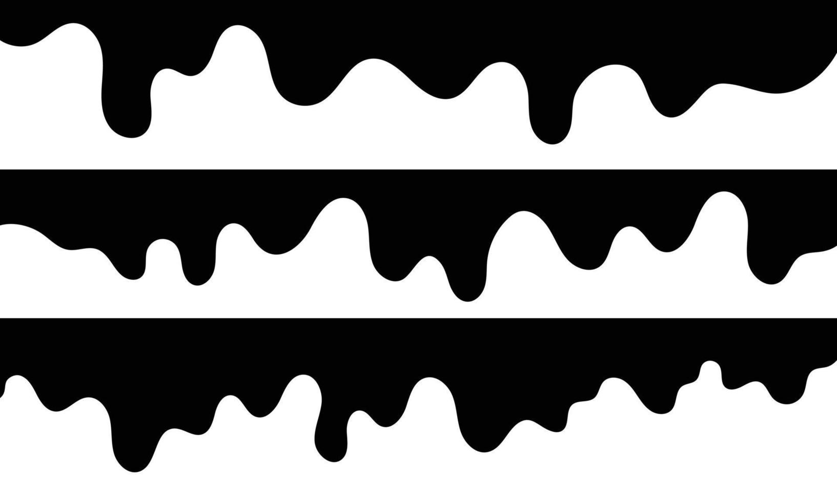 naadloos zwart smelten druppelt verf verzameling. smelten druppelt verf abstract vloeistof vector elementen. grens en druppelt inkt reeks