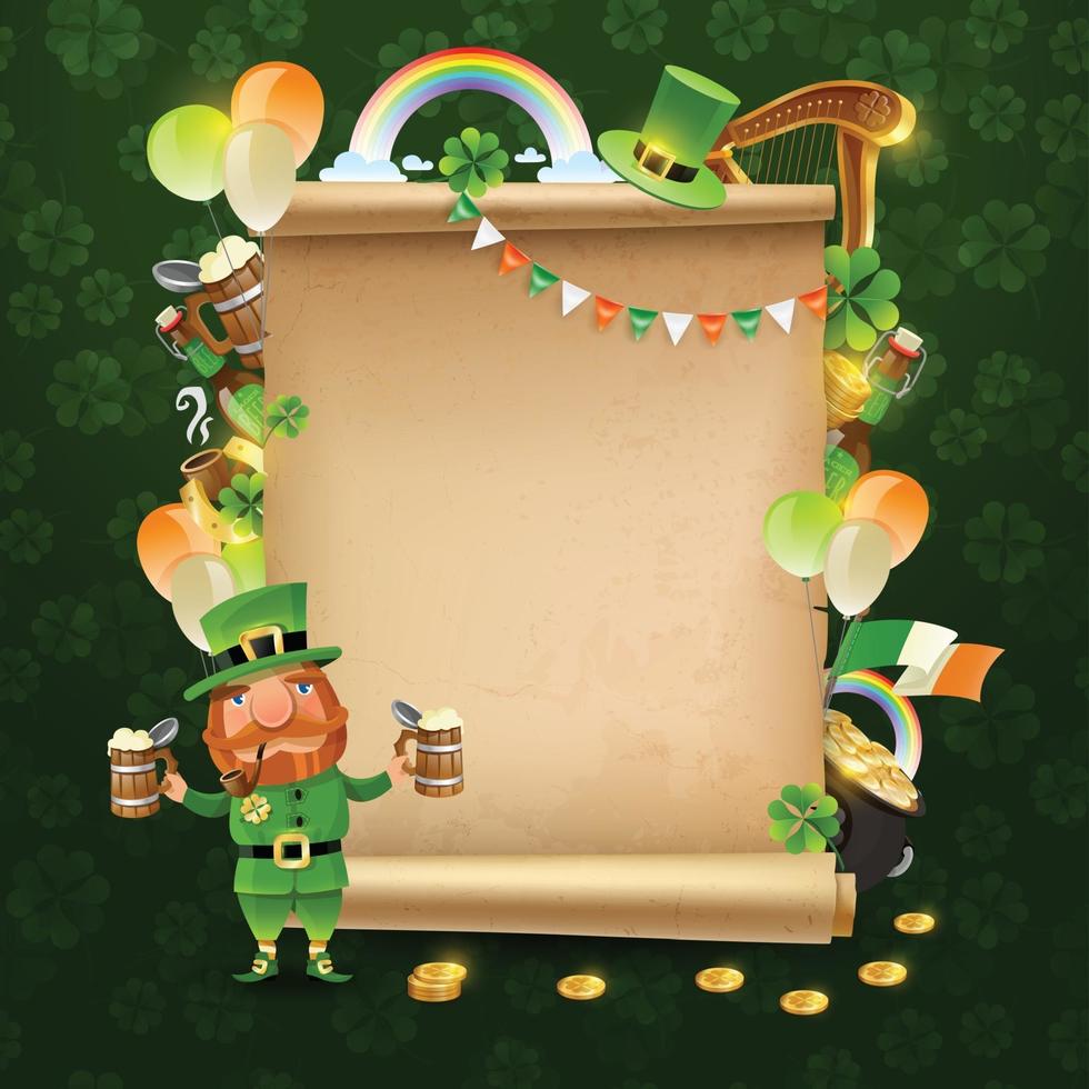 st patricks dag scroll frame vector