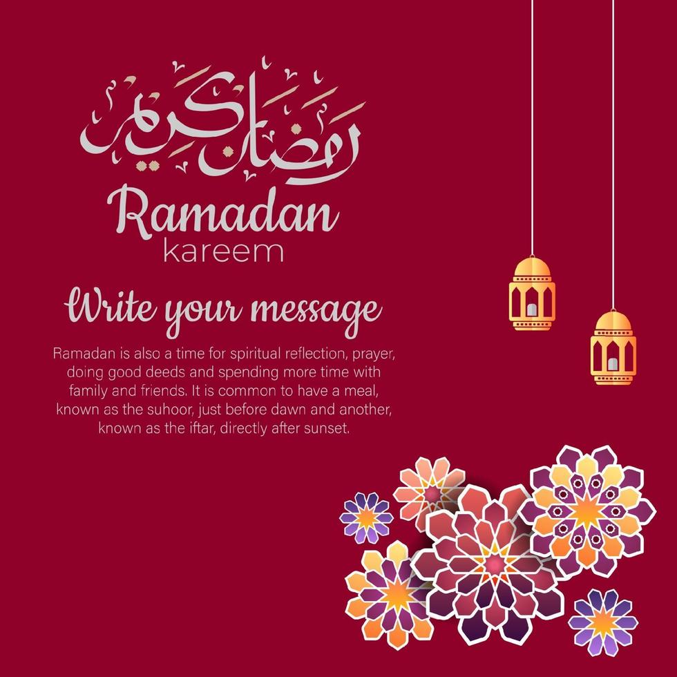 ramadan kareem arabische kalligrafie met traditionele islamitische ornamenten. vector illustratie