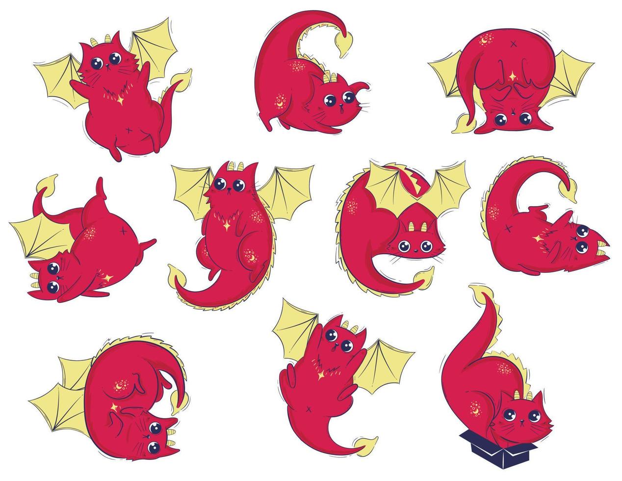 rood drakenkat mythisch schepsels. vector