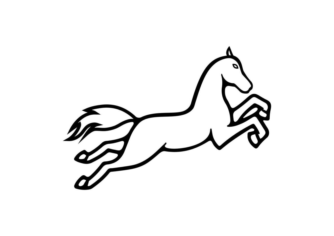 zwart en wit paard silhouet vector Aan wit achtergrond
