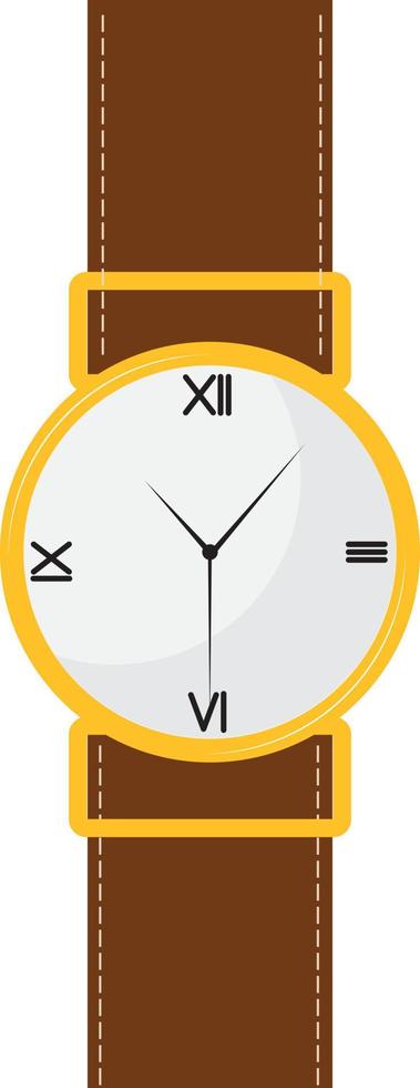 pols kijk maar met bruin band. gouden horloge. hoog kwaliteit vector afbeelding.