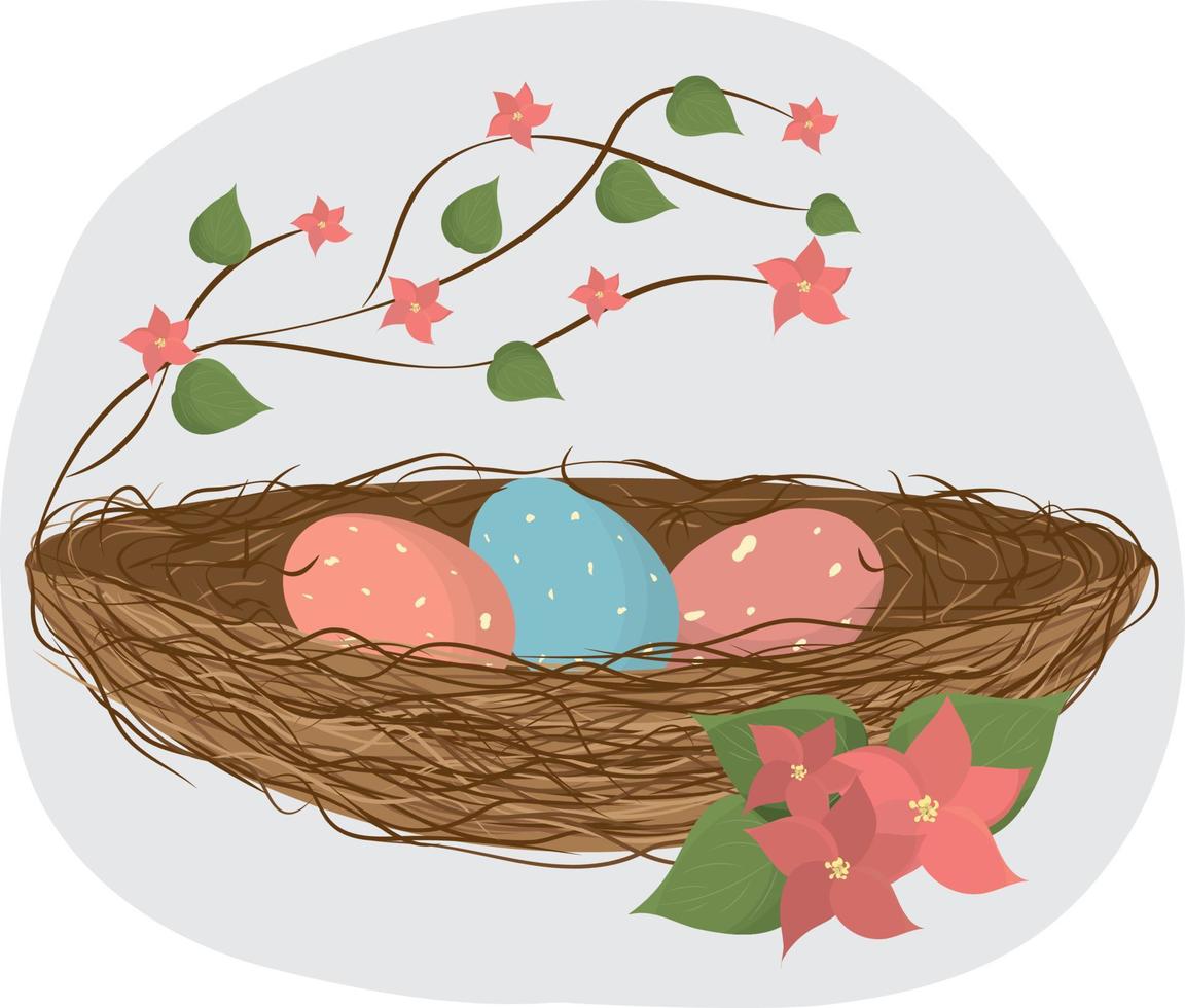 eieren in de nest. de lente. pasen.hoog kwaliteit vector afbeelding.