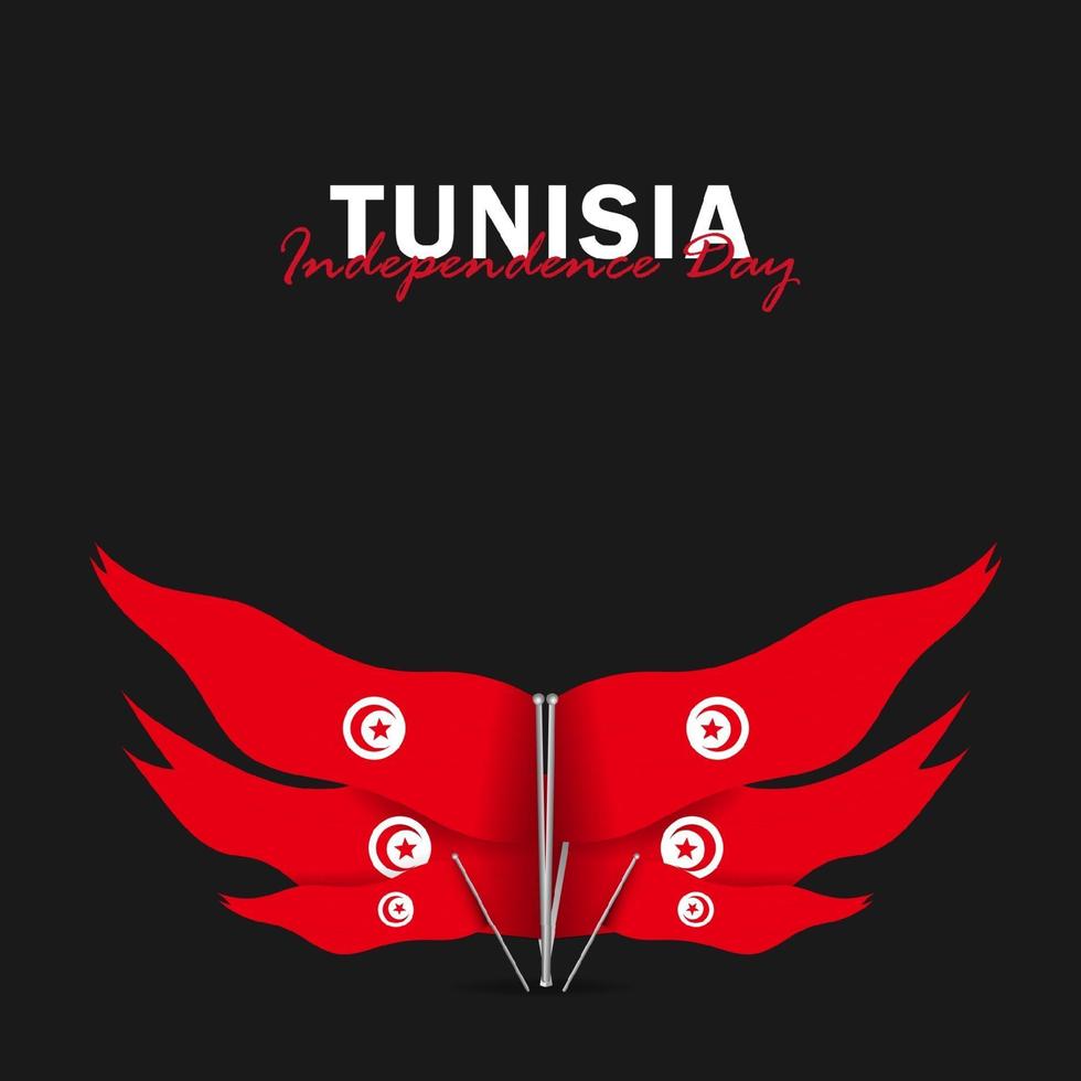 vector van onafhankelijkheidsdag met vlaggen van Tunesië.