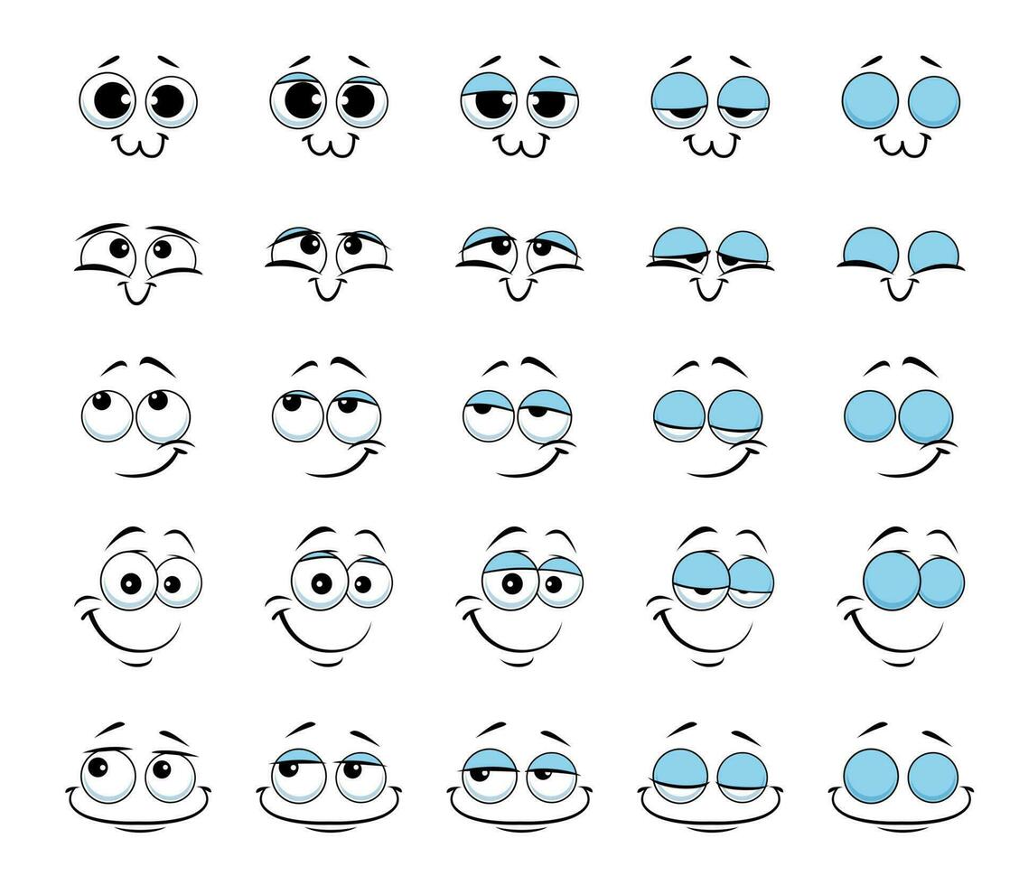 tekenfilm gezicht en knipperen oog animatie emoji gezichten vector